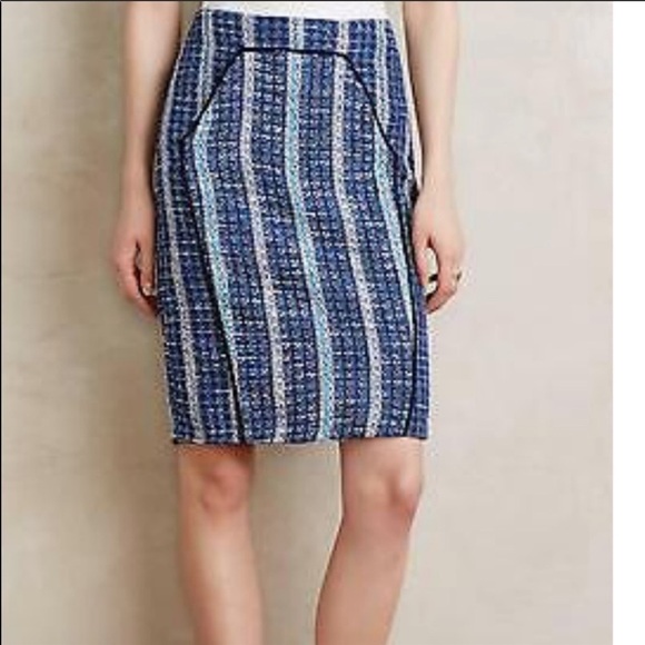 Anthropologie Eva Franco Embarcadero Striped Textured Pencil Skirt Size 6 - Picture 2 of 8